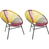 Rattanstuhl Kunststoff Rosa/Gelb/Beige 2Er Set O 76 Cm Acapulco