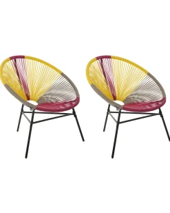 Rattanstuhl Kunststoff Rosa/Gelb/Beige 2Er Set O 76 Cm Acapulco