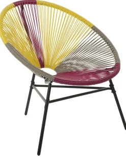 Rattanstuhl Kunststoff Rosa/Gelb/Beige 2Er Set O 76 Cm Acapulco