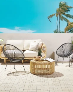 Rattanstuhl Kunststoff Schwarz 2Er Set O 70 Cm Acapulco Ii