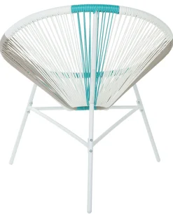 Rattanstuhl Kunststoff Weis / Beige / Turkis O 76 Cm Acapulco
