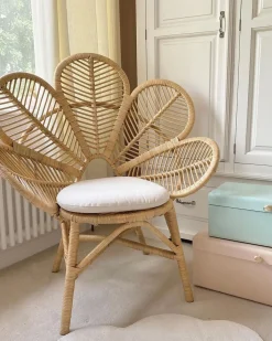 Rattanstuhl Naturlich Auflage Beige Pfauform Florentine