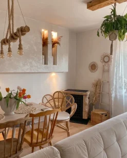 Rattanstuhl Naturlich Auflage Beige Pfauform Florentine