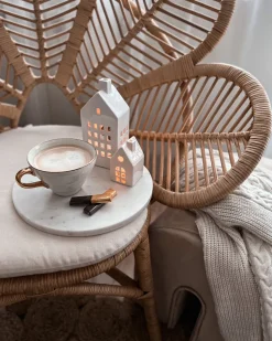 Rattanstuhl Naturlich Auflage Beige Pfauform Florentine