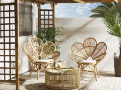 Rattanstuhl Naturlich Auflage Beige Pfauform Florentine