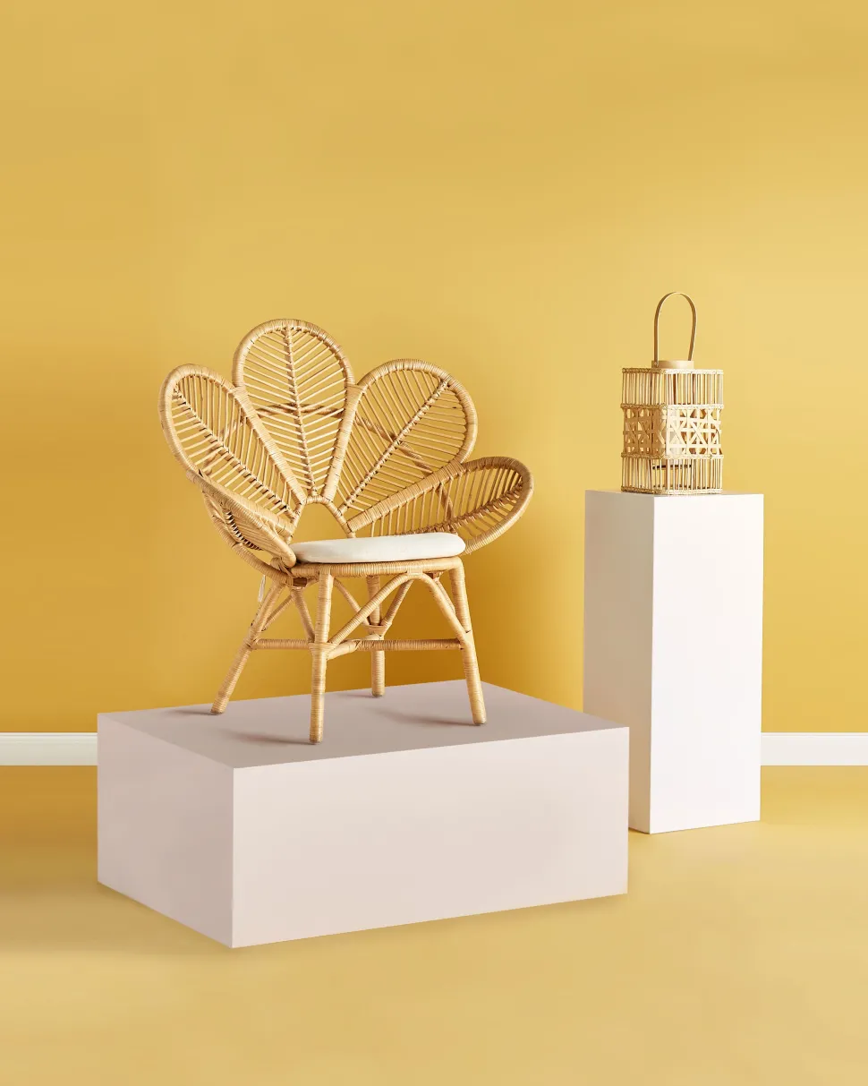 Rattanstuhl Naturlich Auflage Beige Pfauform Florentine