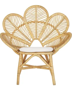 Rattanstuhl Naturlich Auflage Beige Pfauform Florentine