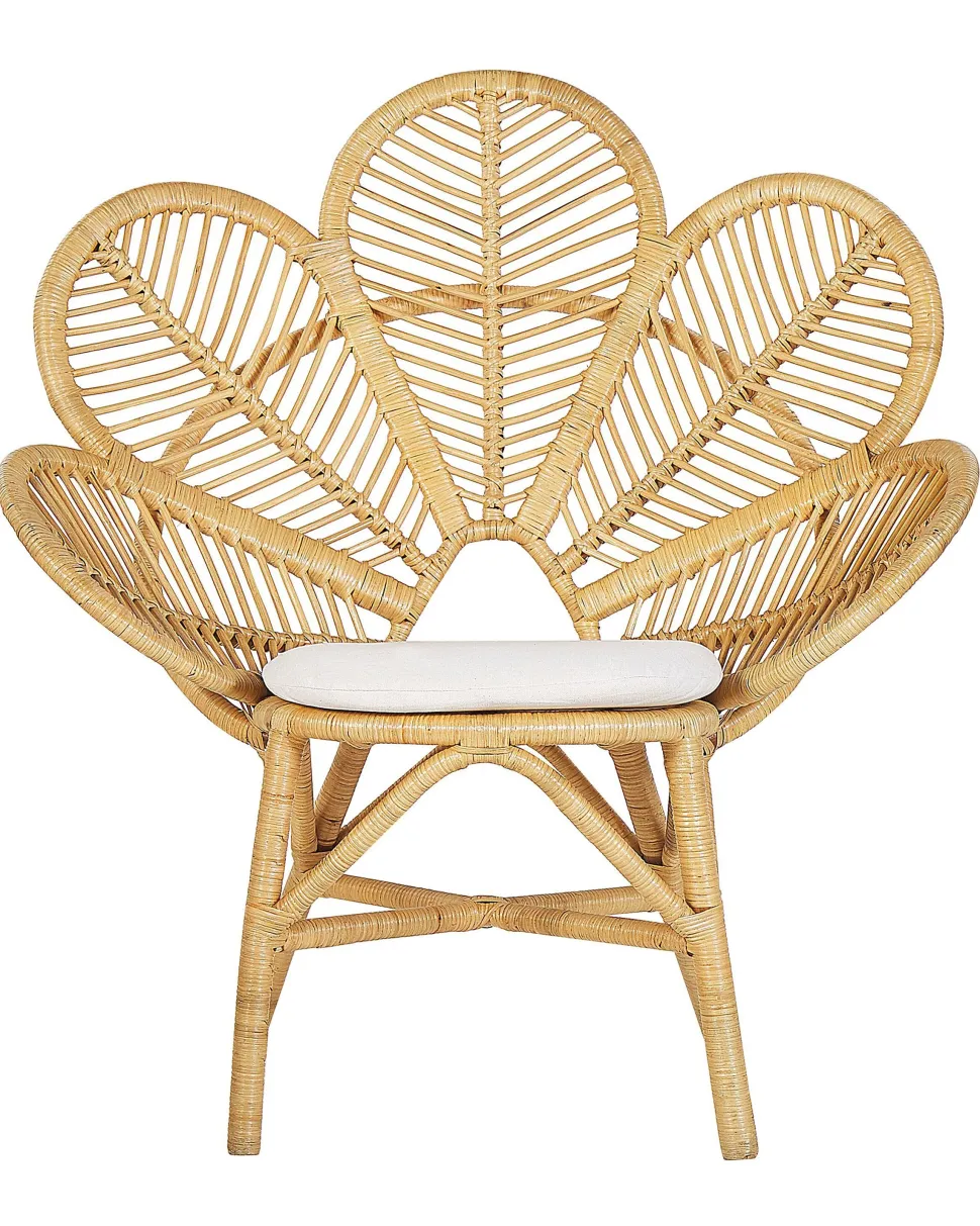 Rattanstuhl Naturlich Auflage Beige Pfauform Florentine