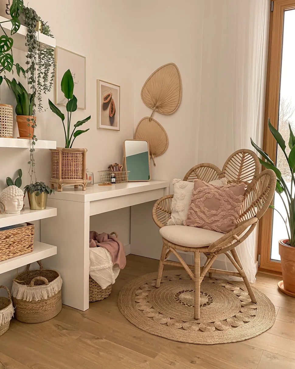 Rattanstuhl Naturlich Auflage Beige Pfauform Florentine