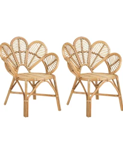 Rattanstuhl Naturlich Pfauform 2Er Set Florentine Ii