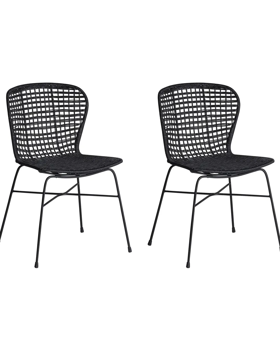Rattanstuhl Schwarz 2Er Set Elfros