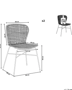 Rattanstuhl Schwarz 2Er Set Elfros