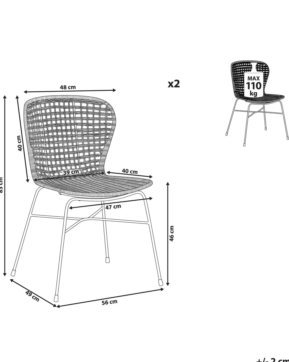 Rattanstuhl Schwarz 2Er Set Elfros