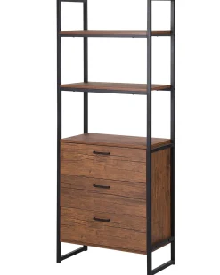 Regal Dunkler Holzfarbton / Schwarz 3 Facher Tifton