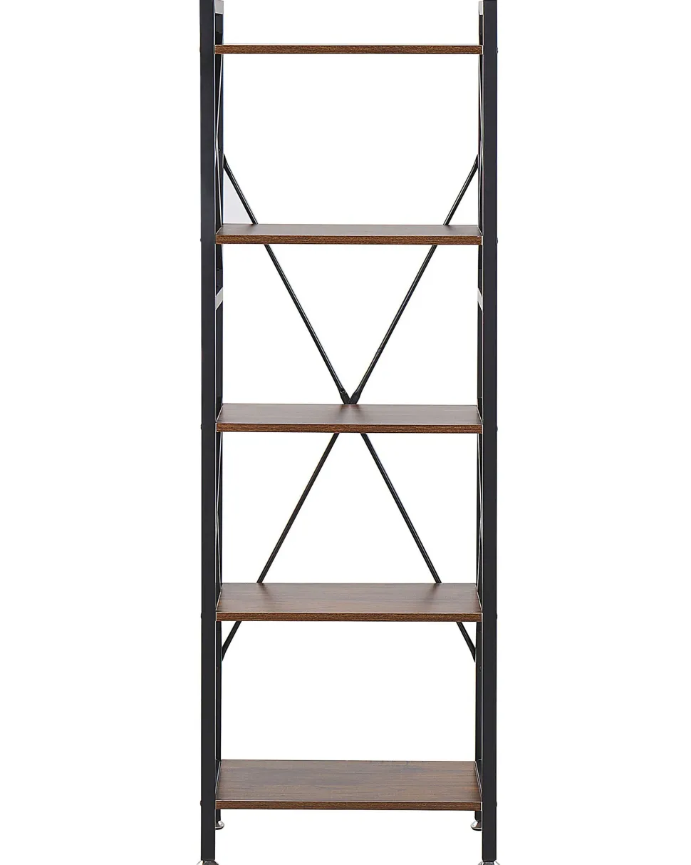 Regal Schwarz / Dunkler Holzfarbton 5 Facher Dale