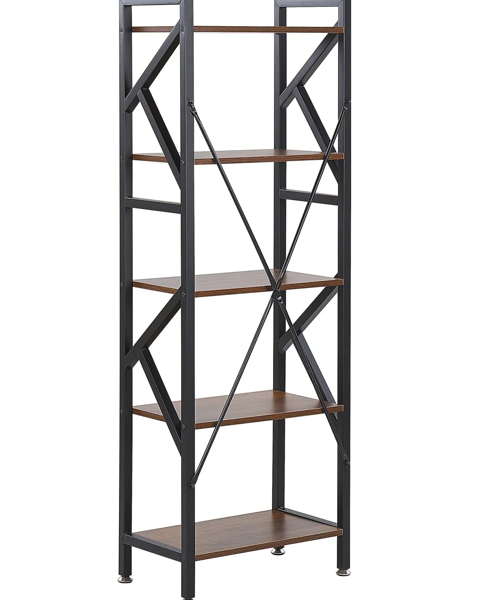 Regal Schwarz / Dunkler Holzfarbton 5 Facher Dale