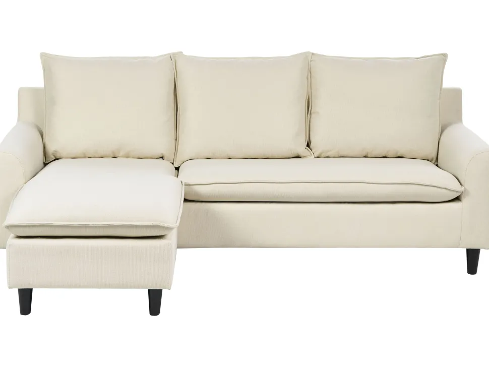 Reversible Fabric Corner Sofa Beige Elvenes