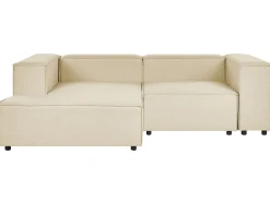 Right Hand 2 Seater Modular Linen Corner Sofa Beige Aprica