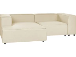 Right Hand 2 Seater Modular Linen Corner Sofa Beige Aprica