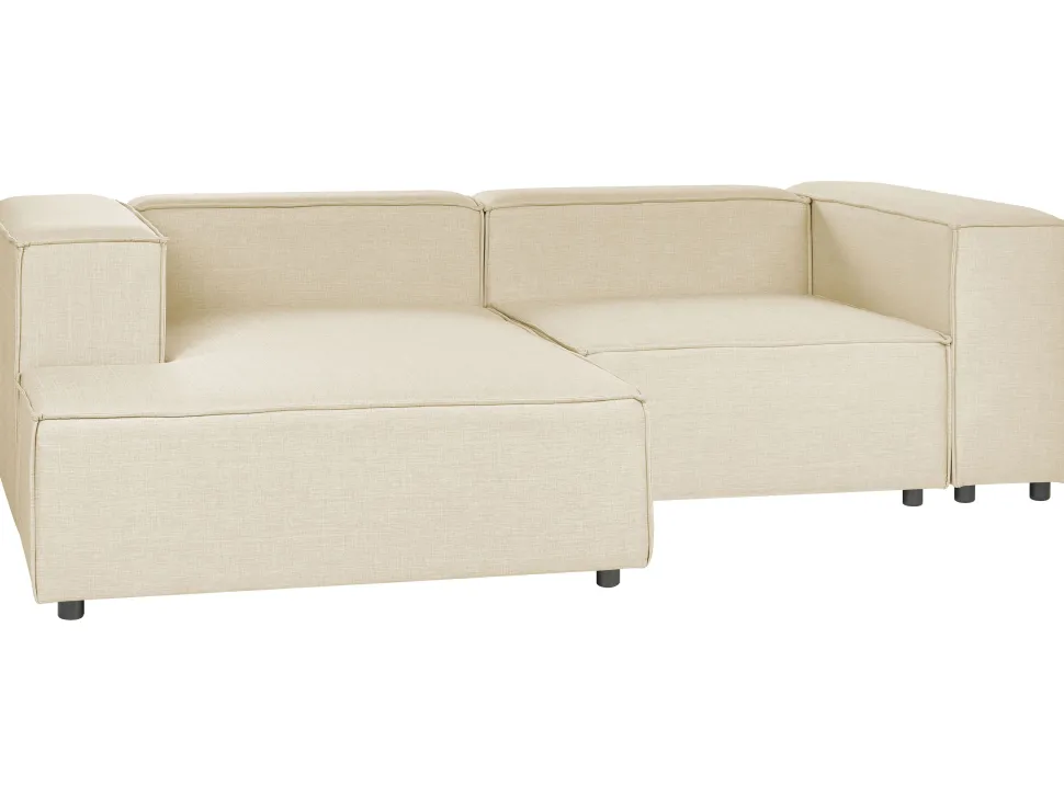 Right Hand 2 Seater Modular Linen Corner Sofa Beige Aprica
