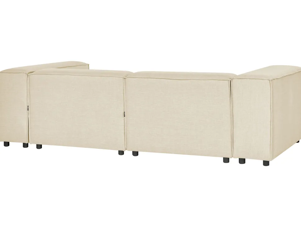 Right Hand 2 Seater Modular Linen Corner Sofa Beige Aprica