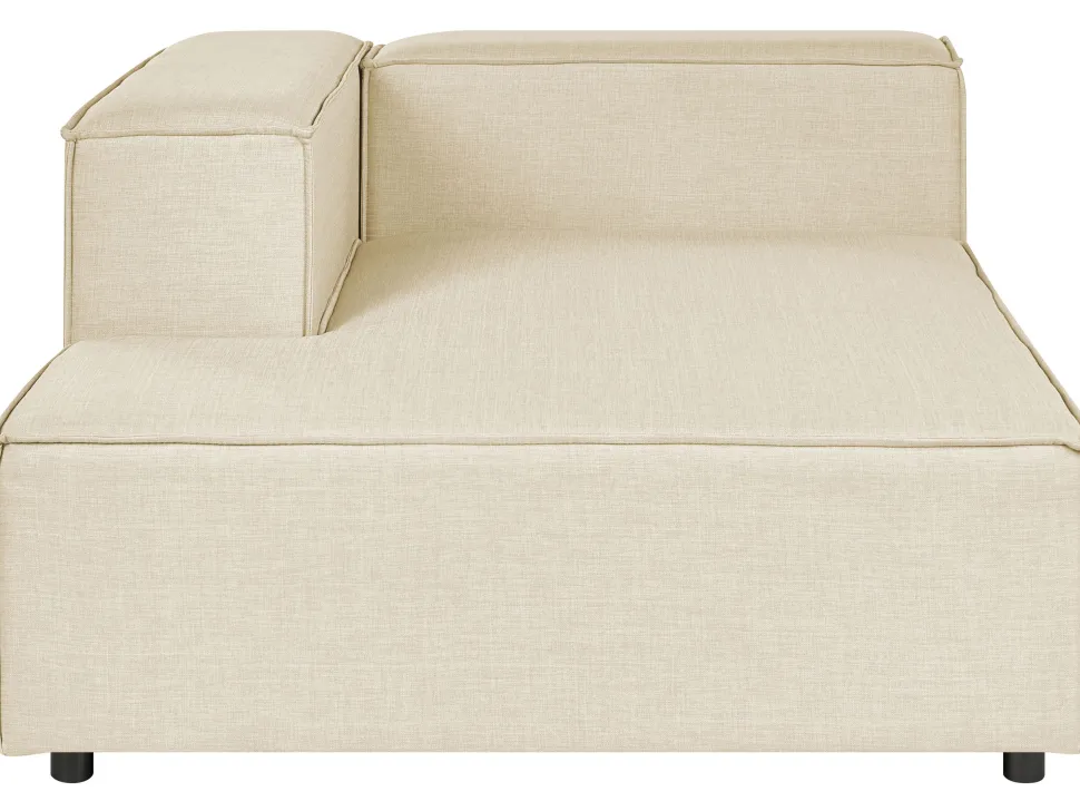 Right Hand 2 Seater Modular Linen Corner Sofa Beige Aprica