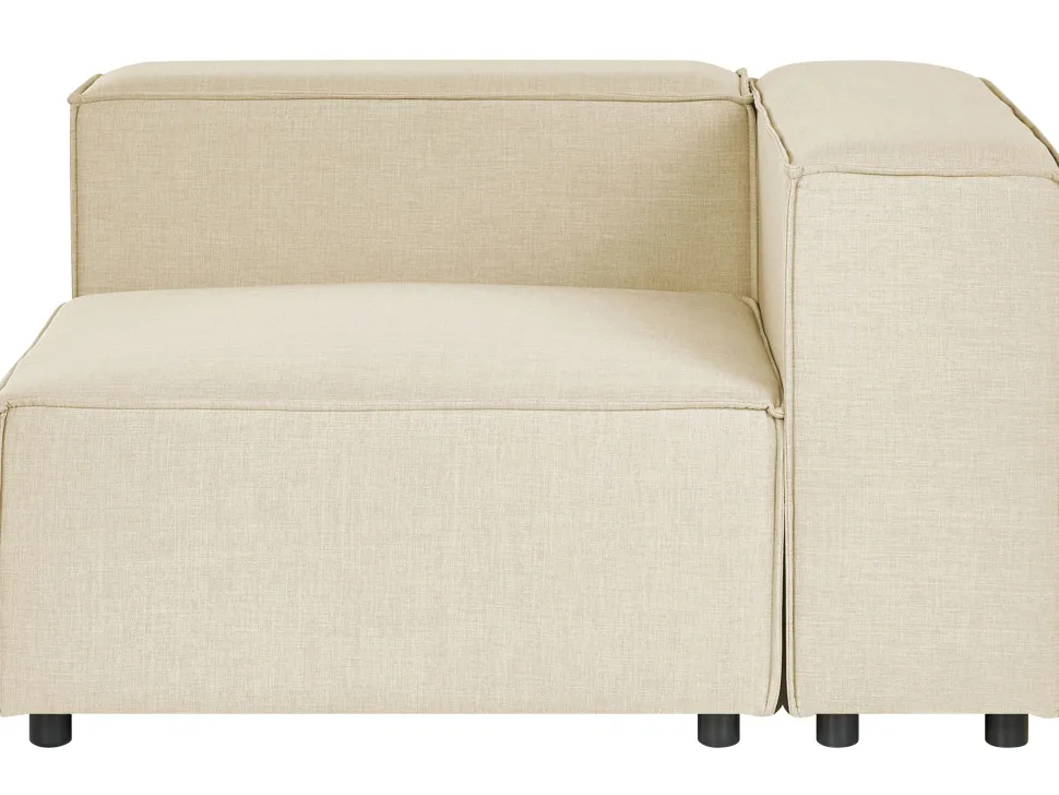 Right Hand 2 Seater Modular Linen Corner Sofa Beige Aprica