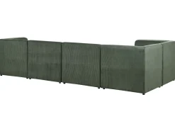 Right Hand 5 Seater Modular Jumbo Cord Corner Sofa With Ottoman Dark Green Lemvig