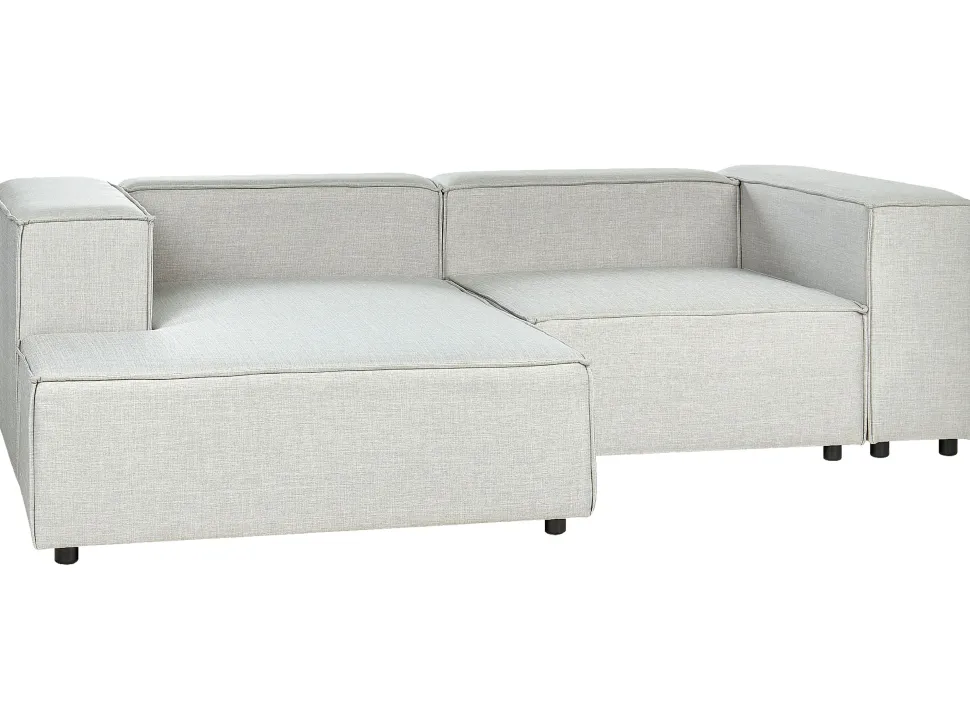 Right Hand 2 Seater Modular Linen Corner Sofa Grey Aprica