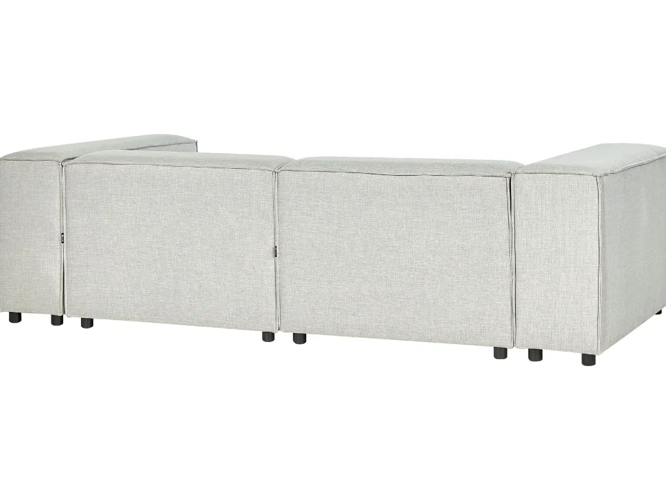 Right Hand 2 Seater Modular Linen Corner Sofa Grey Aprica