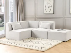 Right Hand 3 Seater Modular Jumbo Cord Corner Sofa With Ottoman Off White Lemvig