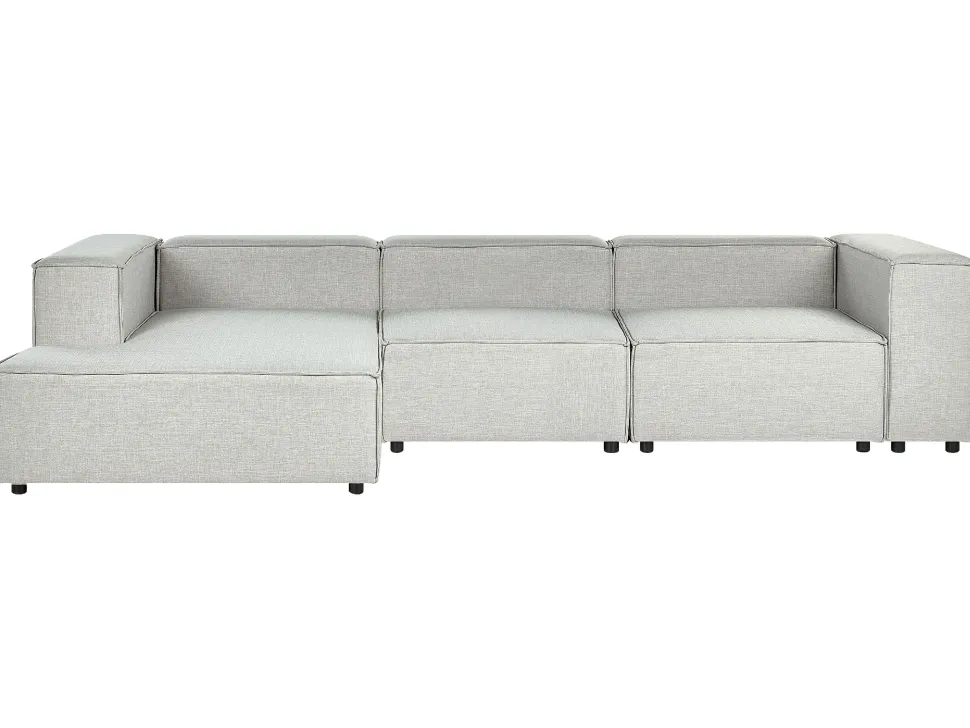Right Hand 3 Seater Modular Linen Corner Sofa Grey Aprica