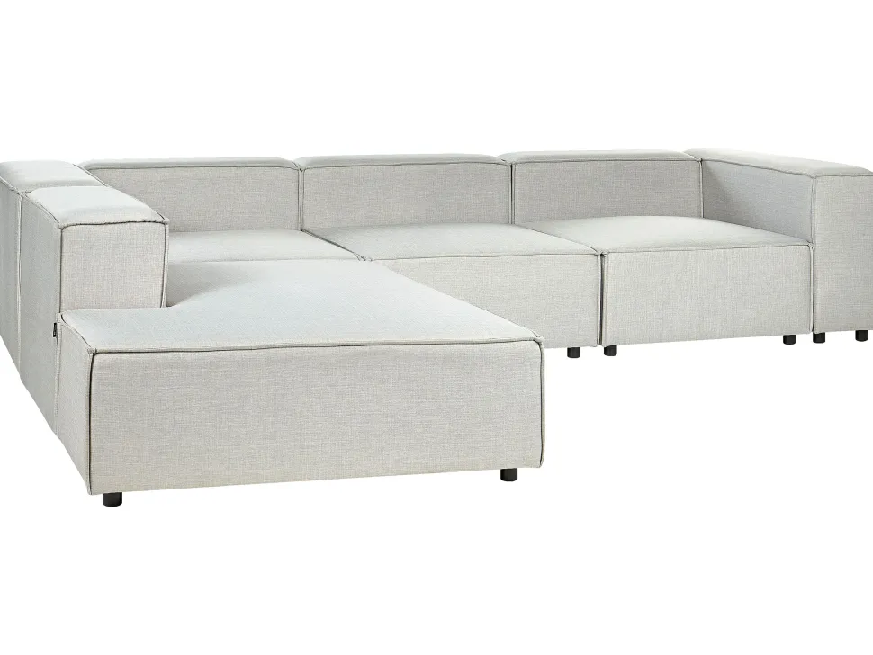 Right Hand 3 Seater Modular Linen Corner Sofa Grey Aprica