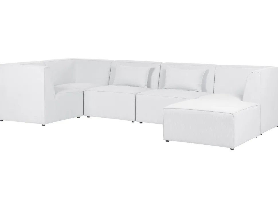 Right Hand 5 Seater Modular Jumbo Cord Corner Sofa With Ottoman Off White Lemvig