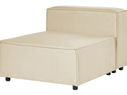Right Hand 3 Seater Modular Linen Corner Sofa With Ottoman Beige Aprica