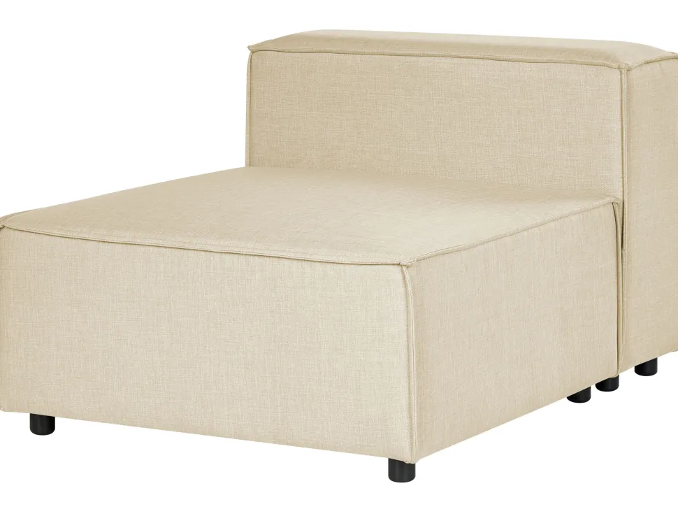 Right Hand 3 Seater Modular Linen Corner Sofa With Ottoman Beige Aprica