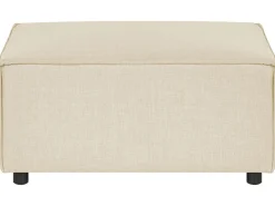 Right Hand 3 Seater Modular Linen Corner Sofa With Ottoman Beige Aprica