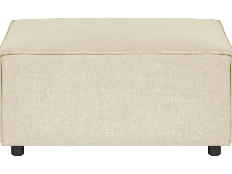 Right Hand 3 Seater Modular Linen Corner Sofa With Ottoman Beige Aprica