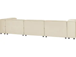 Right Hand 3 Seater Modular Linen Corner Sofa With Ottoman Beige Aprica