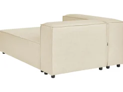 Right Hand 3 Seater Modular Linen Corner Sofa With Ottoman Beige Aprica
