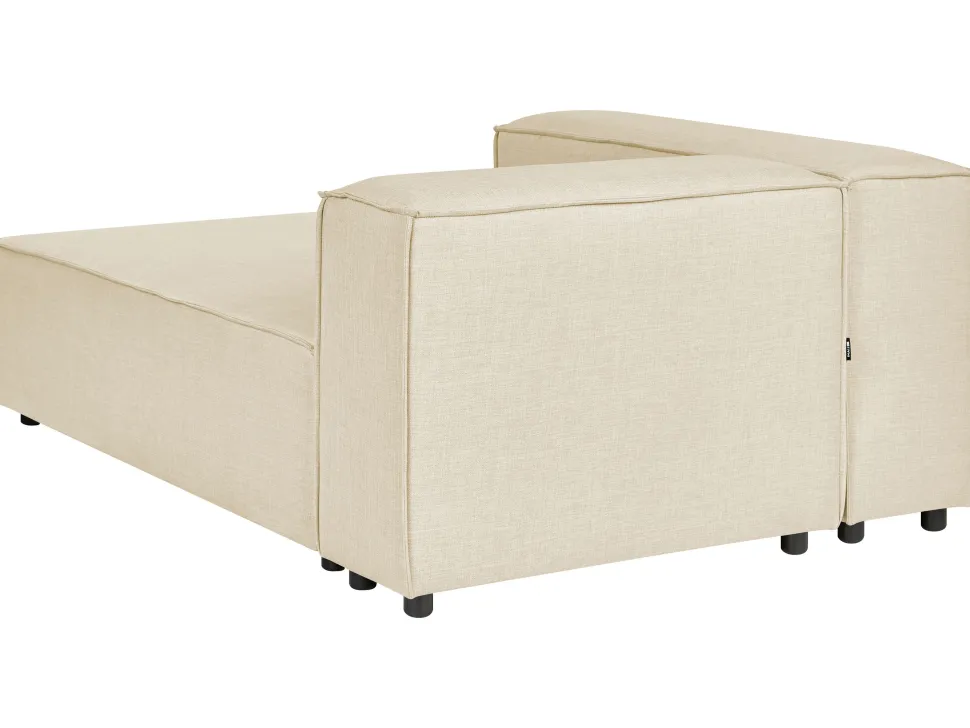 Right Hand 3 Seater Modular Linen Corner Sofa With Ottoman Beige Aprica