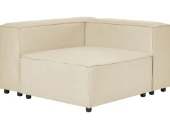 Right Hand 3 Seater Modular Linen Corner Sofa With Ottoman Beige Aprica