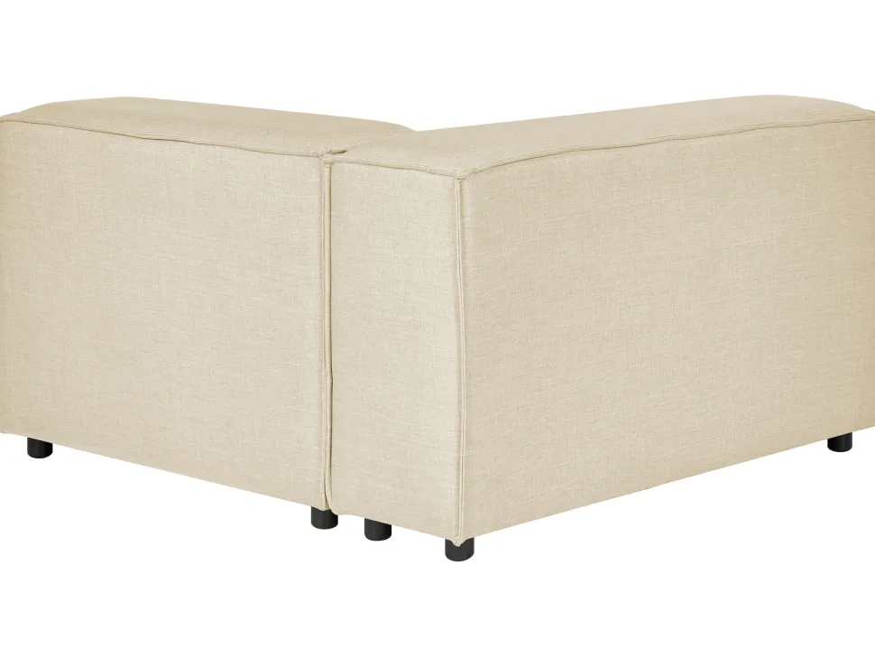 Right Hand 3 Seater Modular Linen Corner Sofa With Ottoman Beige Aprica