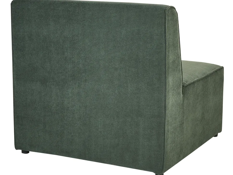 Right Hand 3 Seater Modular Jumbo Cord Corner Sofa With Ottoman Dark Green Lemvig