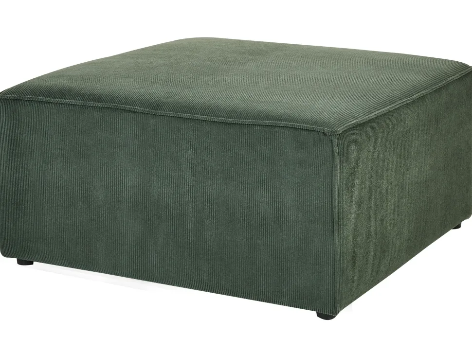 Right Hand 3 Seater Modular Jumbo Cord Corner Sofa With Ottoman Dark Green Lemvig