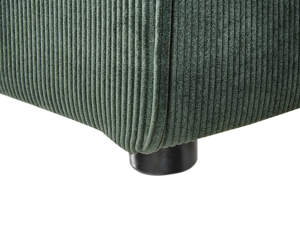 Right Hand 3 Seater Modular Jumbo Cord Corner Sofa With Ottoman Dark Green Lemvig