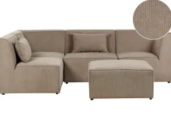 Right Hand 4 Seater Modular Jumbo Cord Corner Sofa With Ottoman Taupe Lemvig