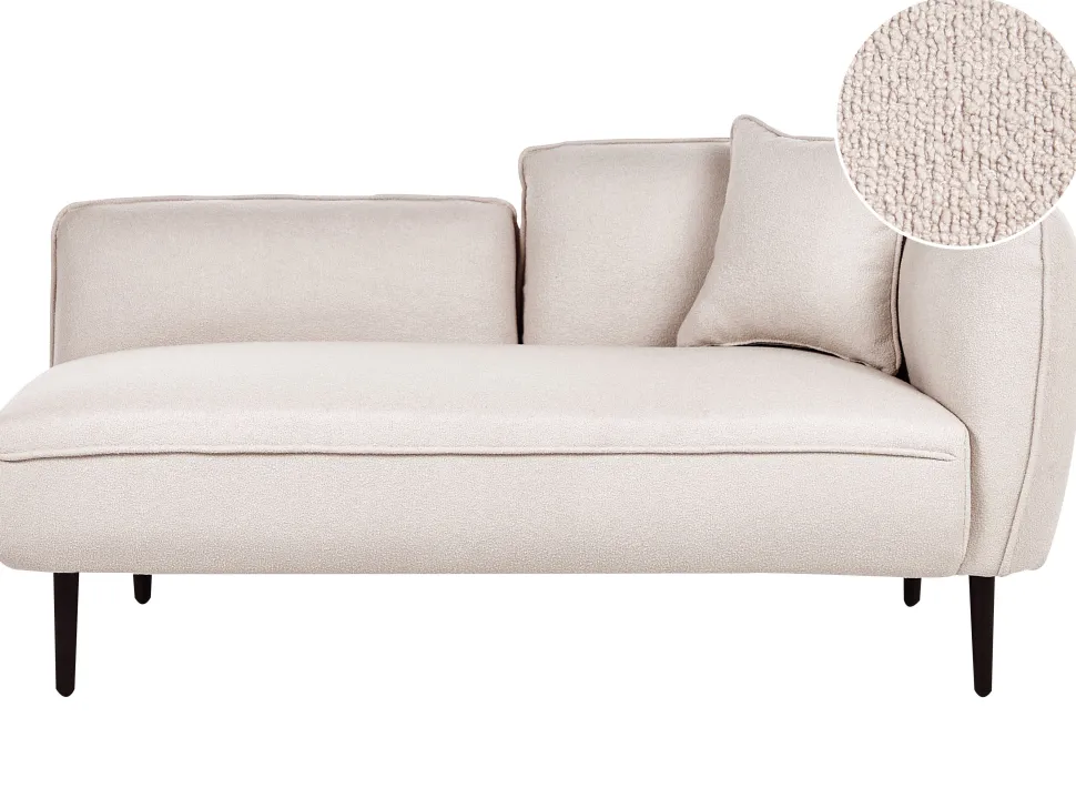 Right Hand Boucle Chaise Lounge Light Beige Chevannes