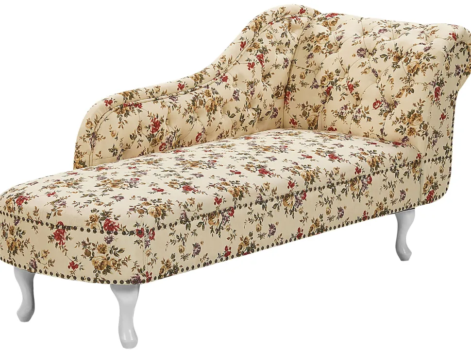 Right Hand Chaise Lounge Flower Print Beige Nimes