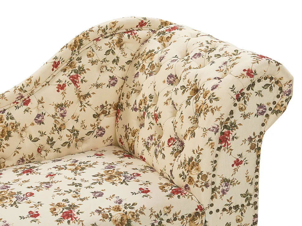 Right Hand Chaise Lounge Flower Print Beige Nimes